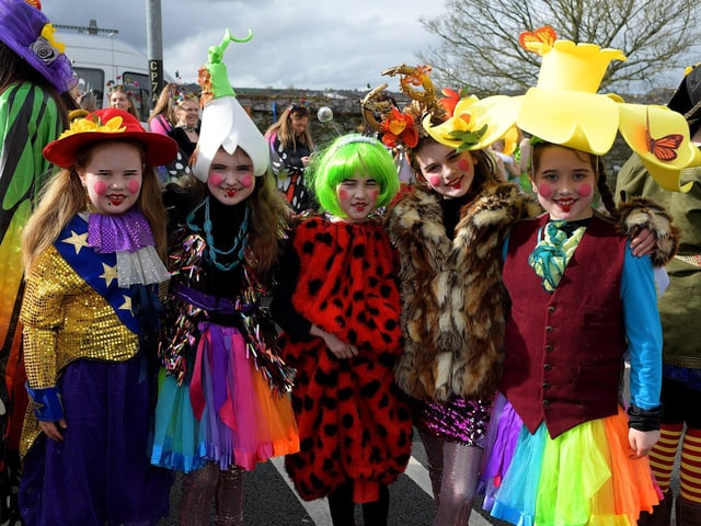 Colourful costumes at the St Patrick’s Day parade. Photo: George Sweeney