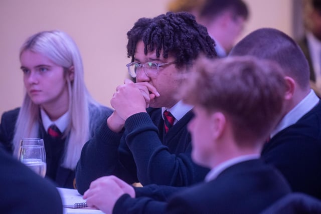 Students at Derry City and Strabane District Council’s Good Relations Team Let’s Talk event. Picture Martin McKeown. 24.11.23