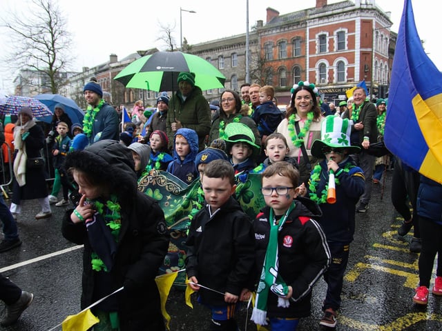 Steelstown’s Brian Ógs GAC taking part in the St. Patrick’s Day Parade. (Photo - Deirdre Heaney, nwpresspics)