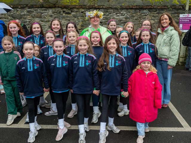 The Deputy Mayor, Alderman Nyree McMorris pictured with Solas dancers during the St. Patrick's Day Spring Carnival in Derry
The annual St. Patrick’s Day Spring Carnival took to the streets of Derry on Tuesday as the annual celebration brought entertainers into the city centre before a parade watched by thousands made its way down Shipquay Street past the historic Guildhall. Picture Martin McKeown. 17.03.26
