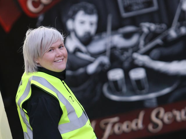 One of the stewards keeps an eye on proceedings at Castle Gate on Sunday afternoon. DER3313JM027