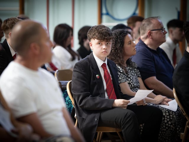 Students and parents attending the Year 12 Leavers Mass at St. Joseph's Boys School on Wednesday. : .