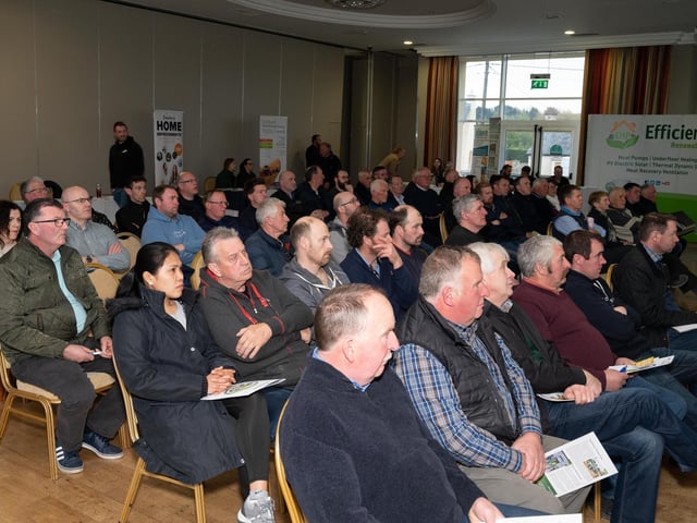 Some of the crowd at the Inishowen Co-Operative Society’s Renewable Energy information evening for farmers in the Inishowen Gateway Hotel.  Photo Clive Wasson.