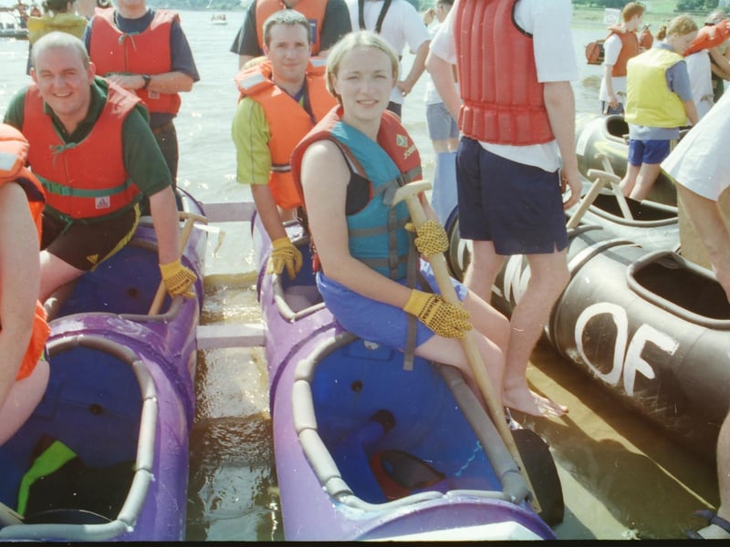 Crews get set for the Moville raft race.