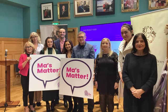 Among those attending the launch of a new resource detailing shortfalls in care were Ciara Ferguson, Sinn Fein; Joyce McKittrick, Health Visiting Lead, Western Trust; Fiona Hegarty, Derry Mas worker; Mark H Durkan, SDLP; Catherine Barr, Women Centre Derry Centre Manager; Shaun Harkin, People Before Profit; Rachel Ferguson, Alliance and Caroline McLoughlin, Aware NI.