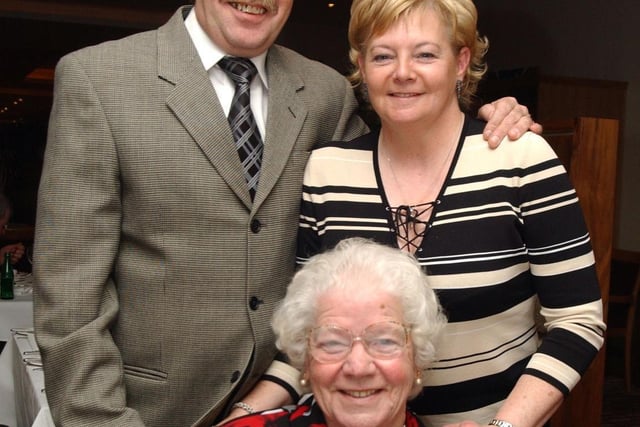 Don Doherty and his wife Kathleen with their Mum Sheila at the City Hotel celebrating her 80th birthday.                               :Party snaps from 2003 by Hugh Gallagher