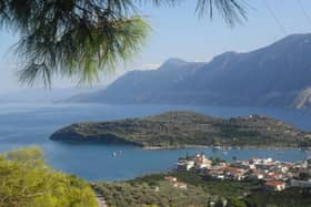 The Peloponnese coastline in Greece.