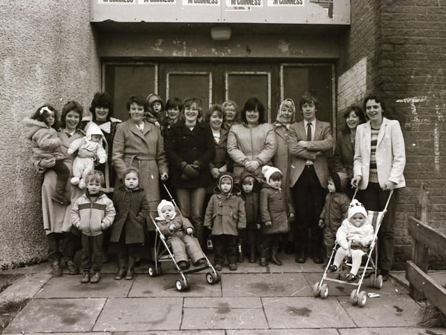 Mother and Toddlers protest at Gobnascale Community Centre.