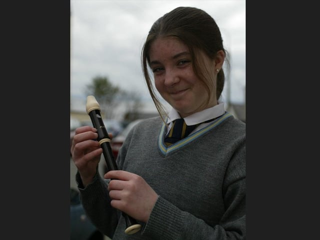 Eimear Kerr, winner of the under 12 Descant and Treble recorder competition at Moville Feis. Eimear was a student of Beverley Doherty School of Music. (0405JB60)