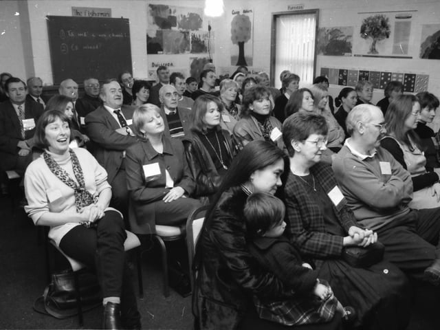 Guests enjoying a special performance by Altan at the opening of Naíscoil Bhun Cranncha.