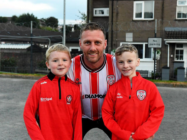Fans arrive for Derry City’s game against Shamrock Rovers in the Brandywell. Photograph: George Sweeney