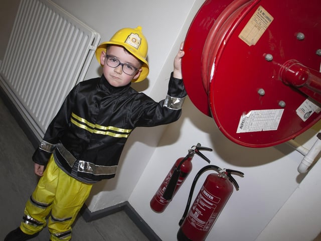 Fire Officer Kade pictured at Steelstown PS.