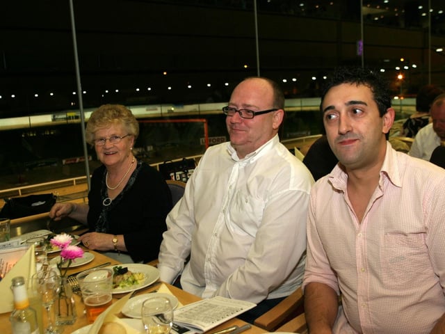 Enjoying a night out at the Lifford Greyhound Stadium in October 2004.