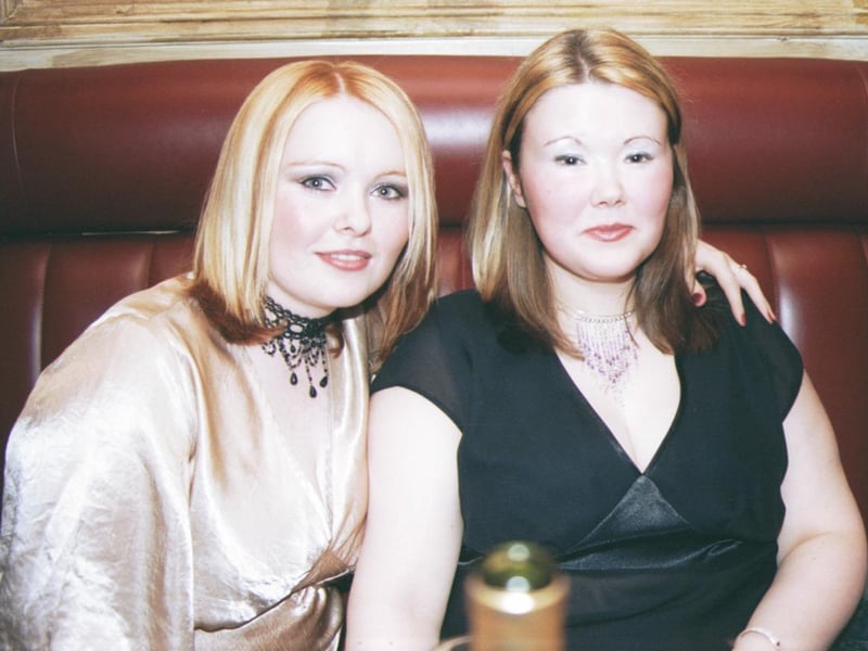 Sisters Cathy and Amanda Curran pictured at their joint birthday bash in the Bowling Alley. 010503HG3