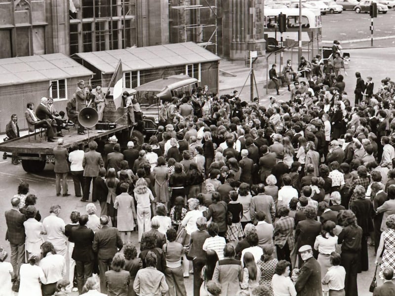 Pictured are people taking part in anti-internment demonstrations across Derry in August 1975 on the anniversary of the introduction of internment without trial in the north of Ireland four years earlier on August 9, 1971. Photos: Derry Journal.