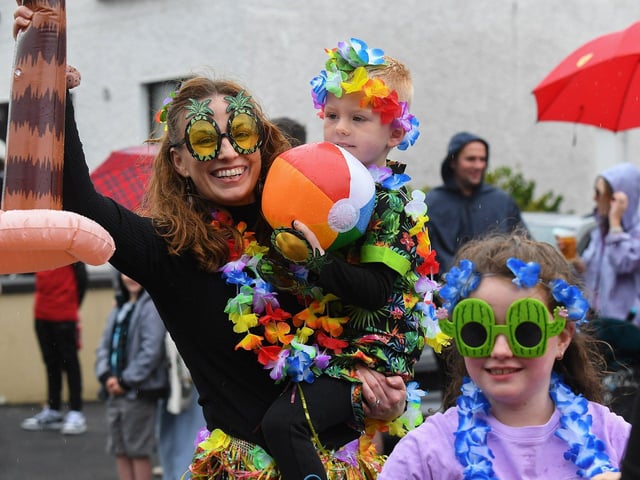 Participants pictured in the Clonmany Festival Parade on Sunday afternoon. Photo: George Sweeney
