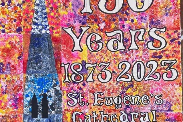 42 individual squares made up the painting created by pupils.