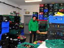 Paul Duffy works in the Foyle Foodbank distribution centre in Springtown Industrial Estate.  Photo: George Sweeney. DER2250GS – 26