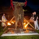 Young people prepare to light the sacrificial bull at Thursday night's Feile 24's Lunasa in Creggan. (Photos: Jim McCafferty Photography)