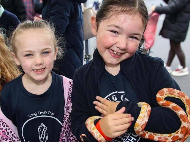 Alaya and Ava at the Family Fun Day held in Longtower School playground. (Photo - Deirdre Heaney, nwpresspics)