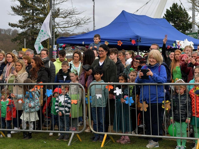 Families watch Studio 2’s dance academy preforming the ‘Musical Land of the Fairy People’ in the Peace Garden on St Patrick’s Day. Photo: George Sweeney. DER2311GS – 38