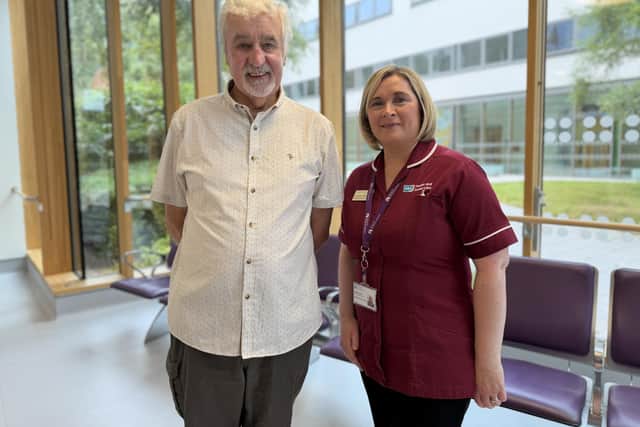 Pulmonary Fibrosis Month Patient Eric Brown and Siobhan Donnely, Interstitial Lung Disease Respiratory Nurse Specialist.