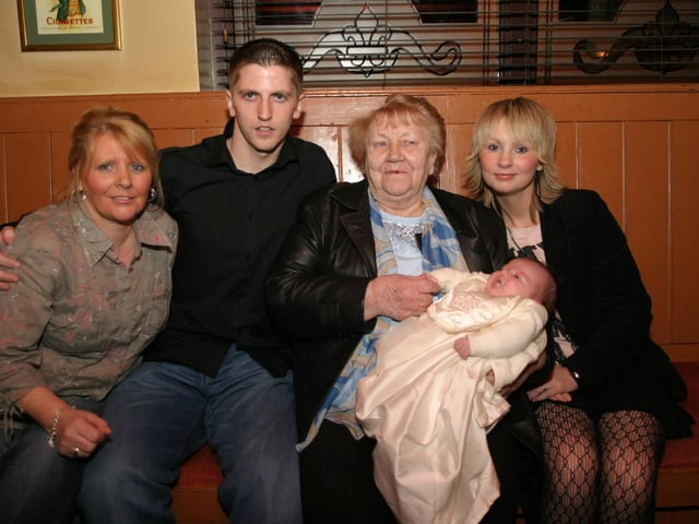 Party celebrations back in 2004: Baby Kayleigh Clarke.