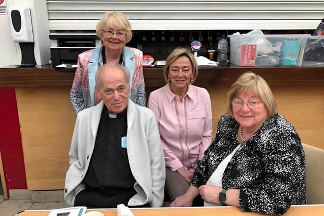 Ursula Clifford pictured far right who is the new chairperson of Feis Dhoire Cholmcille. Also pictured is former chair, the late Fr Kevin Mullan, Feis Secretary Aisling Bonner and committee member Colette Craig.