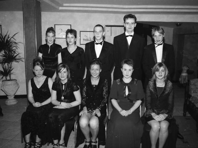 Guests and partners at the North West Institute of Further and Higher Education (NWIFHE) students' annual dinner in the White Horse Hotel. From left, seated, Christine Tracey, Shauna Barr, Joanne McDonald, Sarah Robinson and Clare Doherty. Standing, Louise Renaut, Helen Feeney, Ronan Kerr, Brendan Donnelly and Johnny Mulgrew.