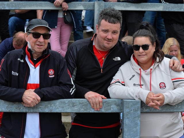 Derry fans at the game against Armagh in Celtic Park. Photo: George Sweeney