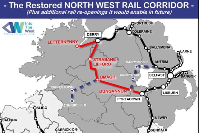 The proposed new connections on the rail network.