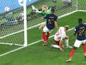 Any body part will do: Kylian Mbappe of France scores the team's second goal past Kasper Schmeichel of Denmark  (Picture: Tim Nwachukwu/Getty Images,)