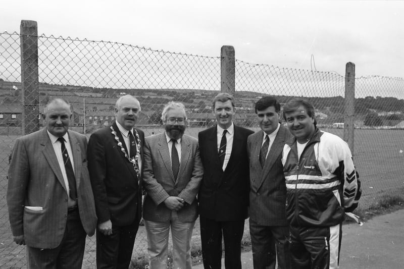 From left, Jack McCauley, Mayor, David Davis, Willie McCarter, Ian Doherty, Jim McLaughlin and Terry Venables.