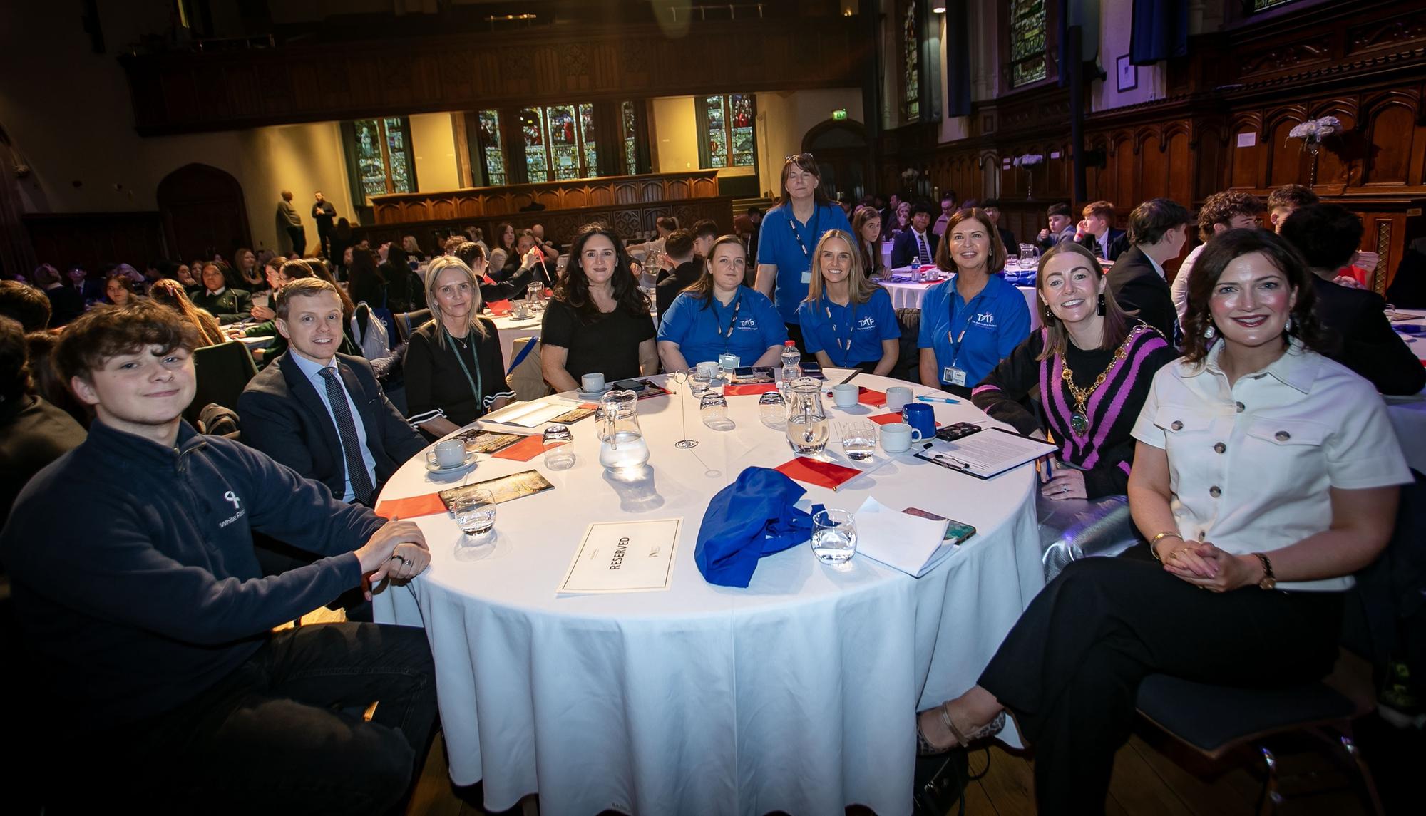 The Mayor, Grace Ui Niallais and Jayne Quigg, Manager, Dove House Community Trust pictured with speakers and Dove House Advocacy Project staff at the 'Be The Change' conference in the Guildhall. (Photos: Jim McCafferty Photography) : .