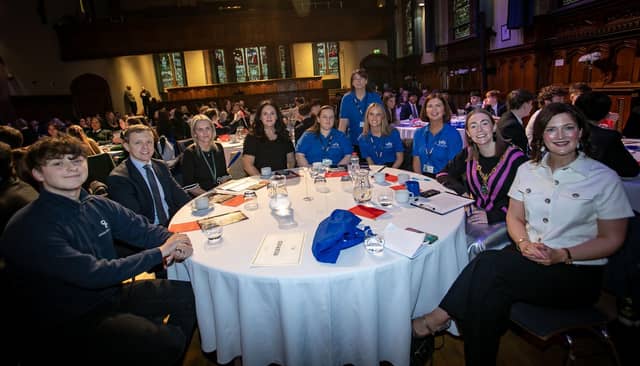 The Mayor, Grace Ui Niallais and Jayne Quigg, Manager, Dove House Community Trust pictured with speakers and Dove House Advocacy Project staff at the 'Be The Change' conference in the Guildhall. (Photos: Jim McCafferty Photography) : .