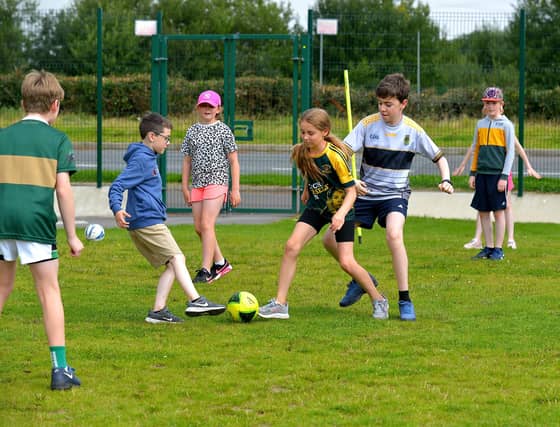 Soccer game underway at the Broadbridge Primary School Summer Scheme. Photo: George Sweeney. DER2232GS – 032