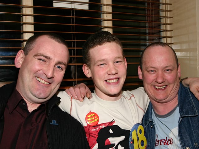 Having a good time at the birthday party in the Dungloe are left Matthew birthday Boy Paul McDaid and Eamon. 4804dd