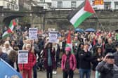There was a large attendance at the rally for Palestine in Derry on Saturday.