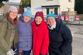 Mary Kelly with her daughter, Sr Maire O Hara and SN Fiona Doherty and Edel Barr, representing the Acute Care At Home Team on the picket line at Gransha.