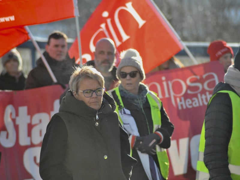 Striking public sector workers in Derry.