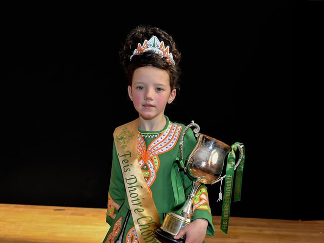 Paige McLaughlin won the U7 Premiership McWilliams Cup at Feis Dhoire Cholmcille. Photo: George Sweeney