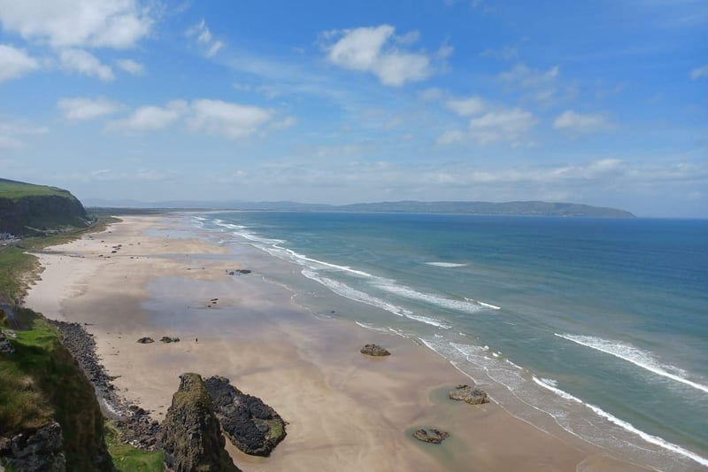 Magnificent Benone Strand stretches seven miles from Magilligan Point to Downhill. If the tide is out far enough it is possible to walk from the point the whole way to Castlerock - another fine bathing spot. The spectacular golden strand is on the Atlantic and thus can be prone to rip currents so extra care should be taken. There are lifeguards at Benone and Castlerock so swim between the flags.