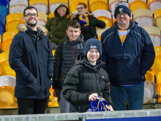 Stags fans at the One Call Stadium for the match against Colchester Utd.
