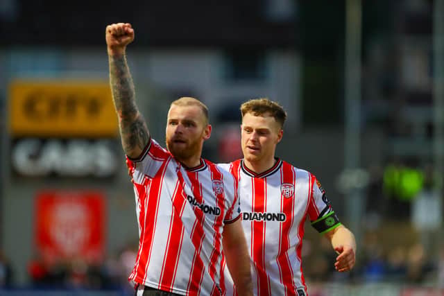Mark Connolly salutes the Brandywell crowd after he set up Pat Hoban's goal against St Pat's.