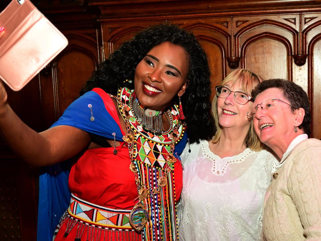 Ann Sherrard and Isobel Rosborough take a selfie with the Mayor Councillor Lilian Seenoi-Barr as she hosted an Afrobeat Tea dance in the Guildhall which blended traditional waltzes with a selection of upbeat tunes bringing people to their feet on the dance floor of the main hall. Picture Martin McKeown. 09.10.24