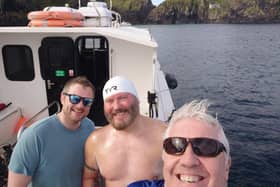 Garvan McCann with his friends Pete Baber and George Meenan.