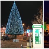 Previous Christmas lights in Carndonagh (left) and Moville. Phots: Brendan McDaid/ George Sweeney, Derry Journal.