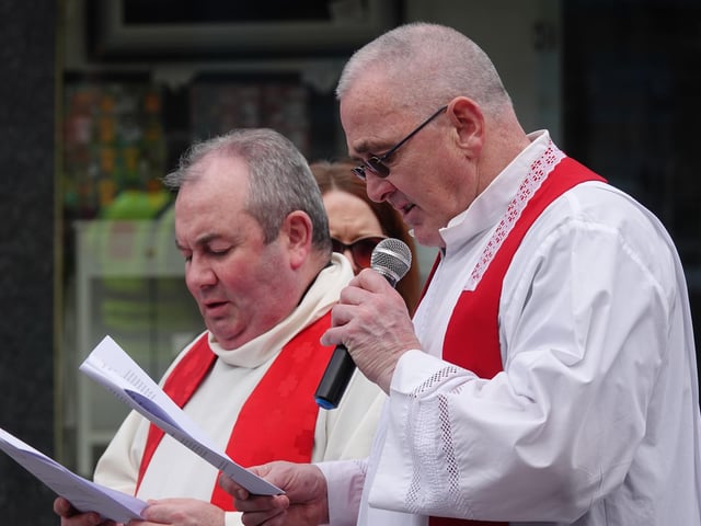 The Palm Sunday Procession on Sunday, March 24 from St, Mary's Oratory in Buncrana, during which prayers and reflections were offered and read.