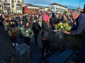 Relatives lay wreaths during the Annual Bloody Sunday Remembrance Service held at the monument in Rossville Street on Sunday morning.  Photo: George Sweeney. DER2306GS – 17