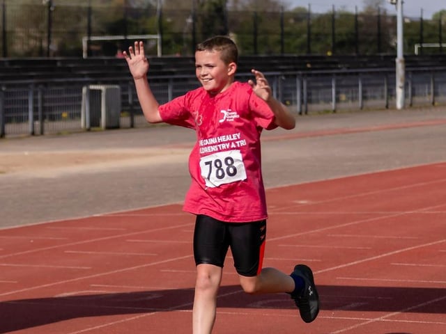 All smiles at the finishing line of the Caina Healey Children's Try-a-Tri.